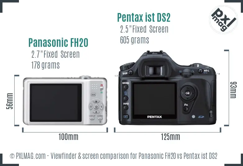 Panasonic FH20 vs Pentax ist DS2 Screen and Viewfinder comparison