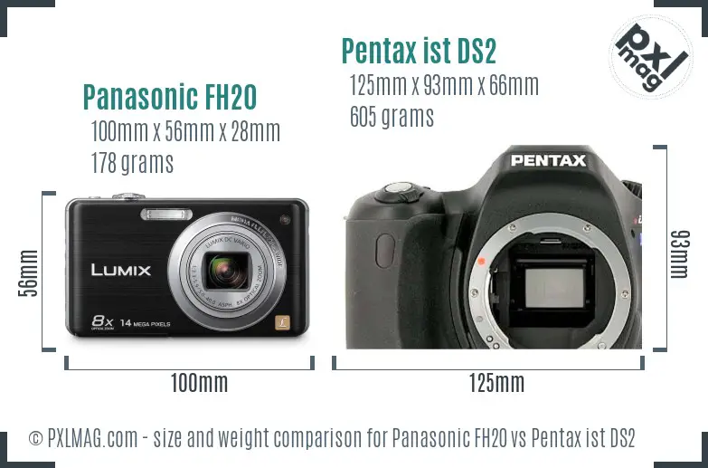 Panasonic FH20 vs Pentax ist DS2 size comparison