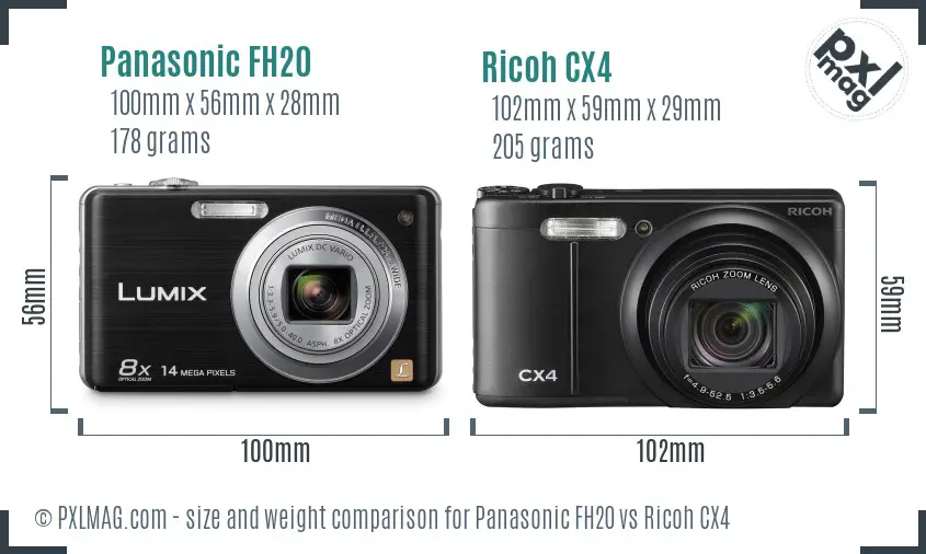 Panasonic FH20 vs Ricoh CX4 size comparison