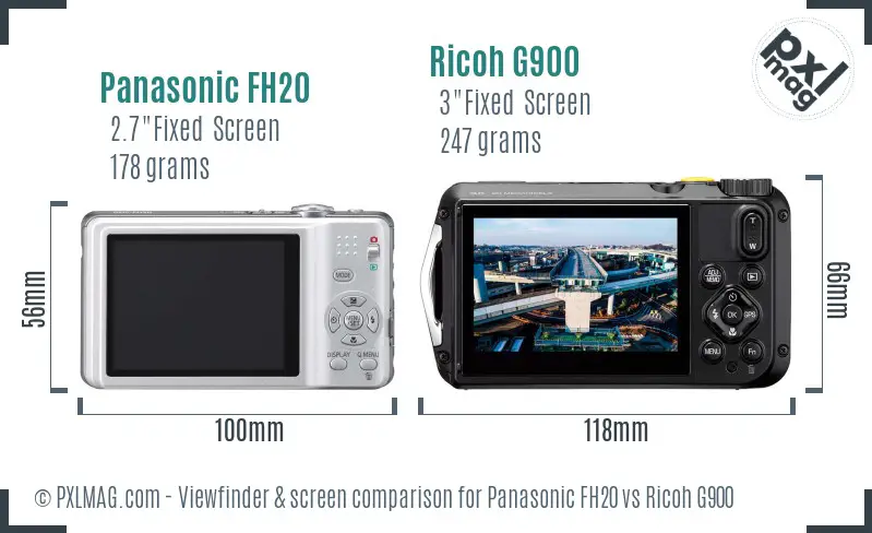 Panasonic FH20 vs Ricoh G900 Screen and Viewfinder comparison