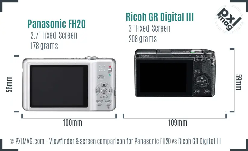 Panasonic FH20 vs Ricoh GR Digital III Screen and Viewfinder comparison Panasonic FH20 vs Ricoh GR Digital III Screen and Viewfinder comparison