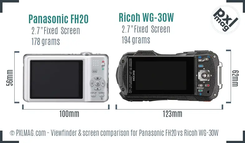 Panasonic FH20 vs Ricoh WG-30W Screen and Viewfinder comparison Panasonic FH20 vs Ricoh WG-30W Screen and Viewfinder comparison
