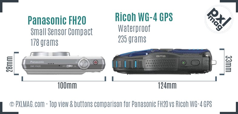 Panasonic FH20 vs Ricoh WG-4 GPS top view buttons comparison