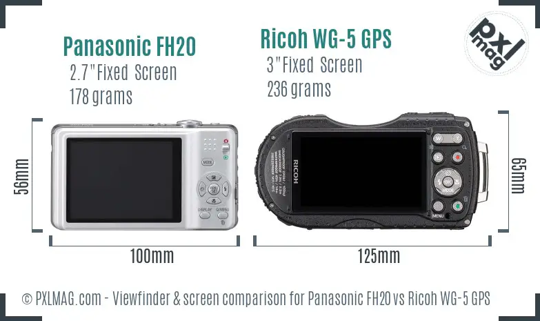 Panasonic FH20 vs Ricoh WG-5 GPS Screen and Viewfinder comparison
