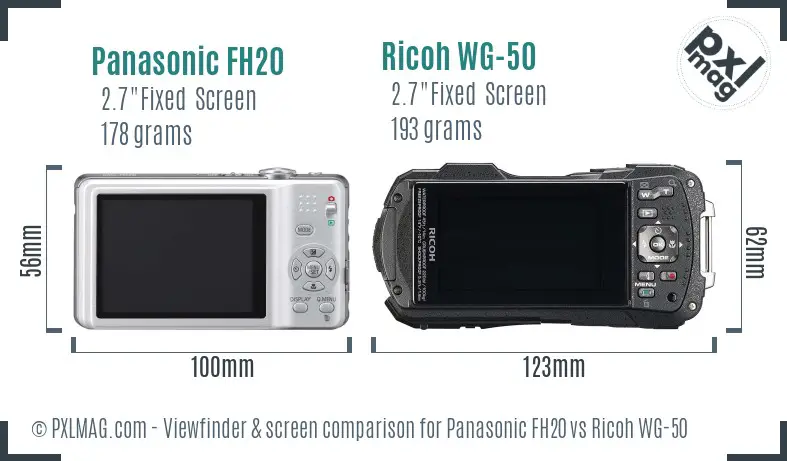 Panasonic FH20 vs Ricoh WG-50 Screen and Viewfinder comparison