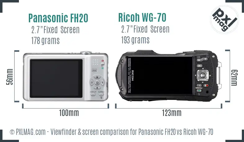Panasonic FH20 vs Ricoh WG-70 Screen and Viewfinder comparison