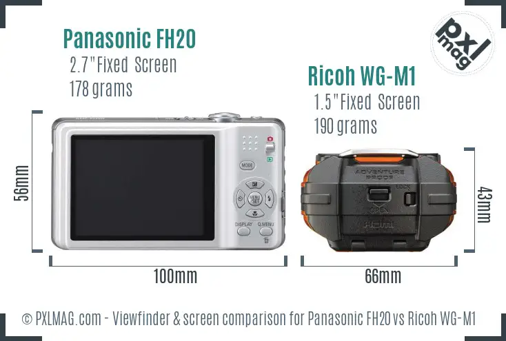 Panasonic FH20 vs Ricoh WG-M1 Screen and Viewfinder comparison