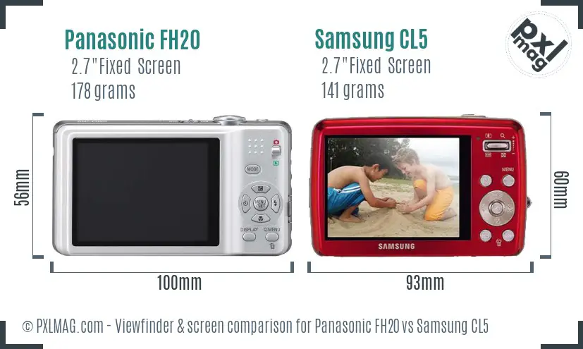 Panasonic FH20 vs Samsung CL5 Screen and Viewfinder comparison