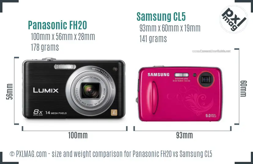 Panasonic FH20 vs Samsung CL5 size comparison