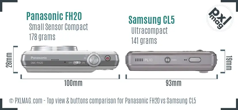 Panasonic FH20 vs Samsung CL5 top view buttons comparison