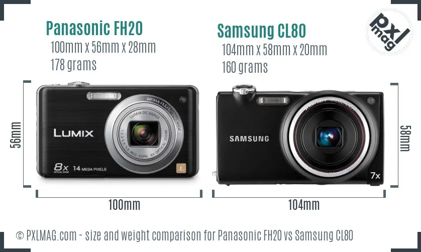 Panasonic FH20 vs Samsung CL80 size comparison