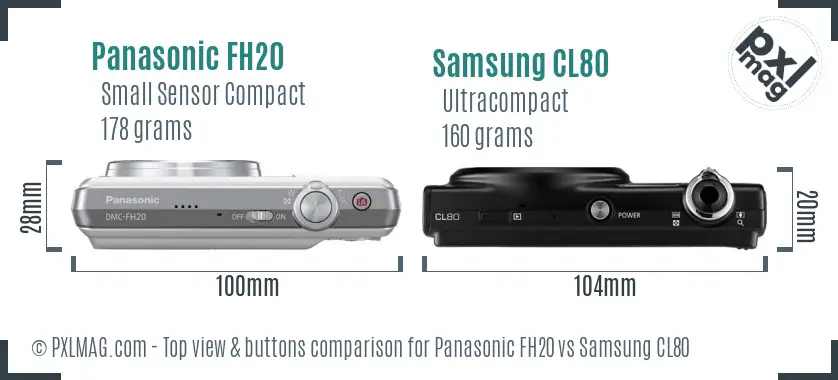 Panasonic FH20 vs Samsung CL80 top view buttons comparison