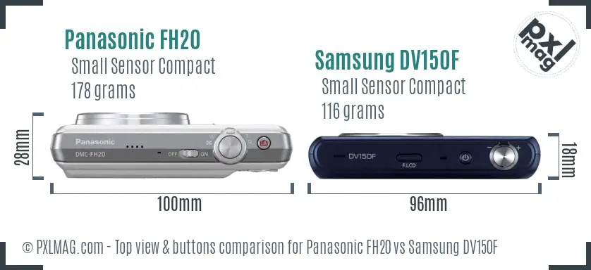 Panasonic FH20 vs Samsung DV150F top view buttons comparison