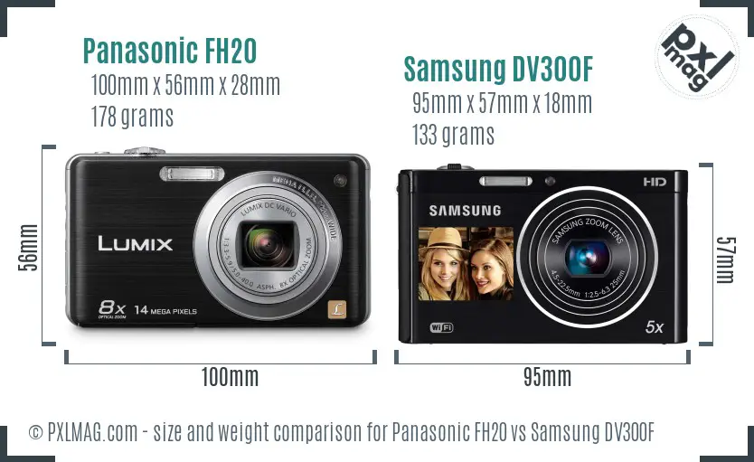 Panasonic FH20 vs Samsung DV300F size comparison Panasonic FH20 vs Samsung DV300F size comparison