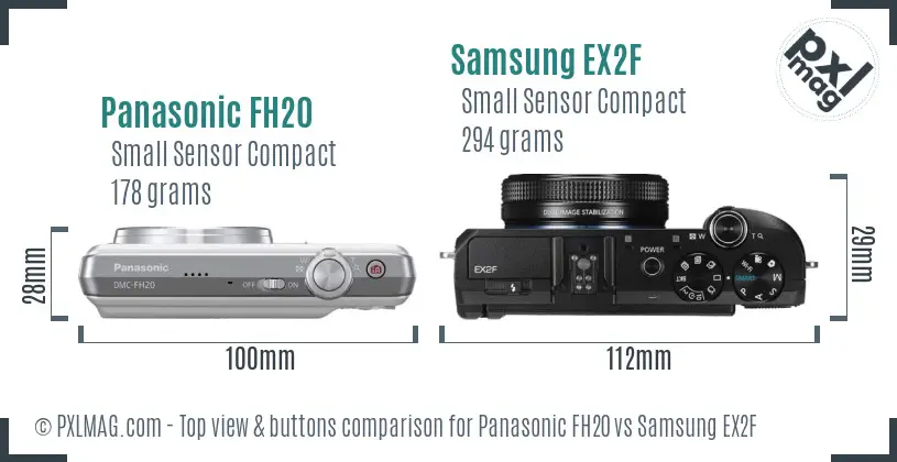 Panasonic FH20 vs Samsung EX2F top view buttons comparison