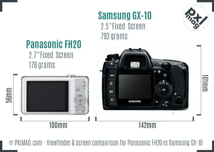 Back screen of Panasonic FH20 vs Samsung GX-10