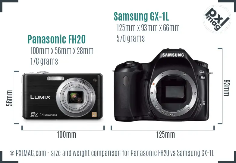 Panasonic FH20 vs Samsung GX-1L size comparison