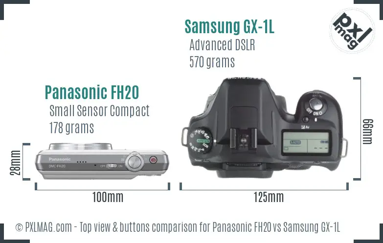 Panasonic FH20 vs Samsung GX-1L top view buttons comparison