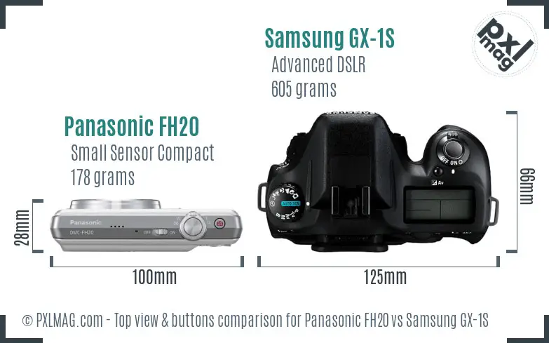Panasonic FH20 vs Samsung GX-1S top view buttons comparison Panasonic FH20 vs Samsung GX-1S top view buttons comparison