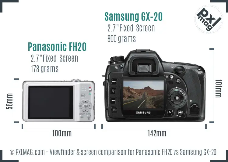 Panasonic FH20 vs Samsung GX-20 Screen and Viewfinder comparison