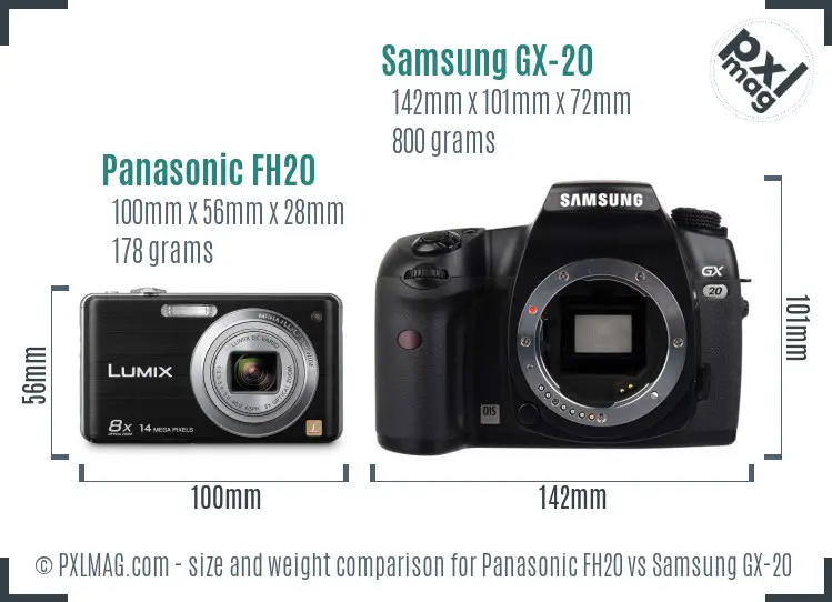 Panasonic FH20 vs Samsung GX-20 size comparison
