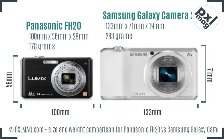 Panasonic FH20 vs Samsung Galaxy Camera 2 size comparison