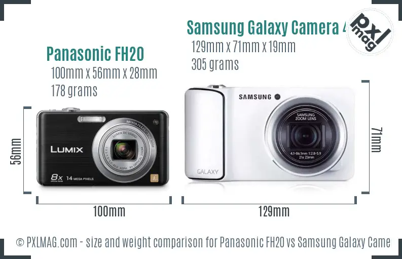 Panasonic FH20 vs Samsung Galaxy Camera 4G size comparison