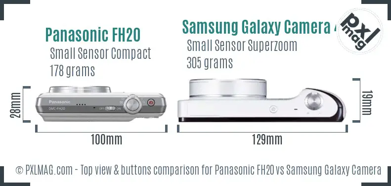 Panasonic FH20 vs Samsung Galaxy Camera 4G top view buttons comparison
