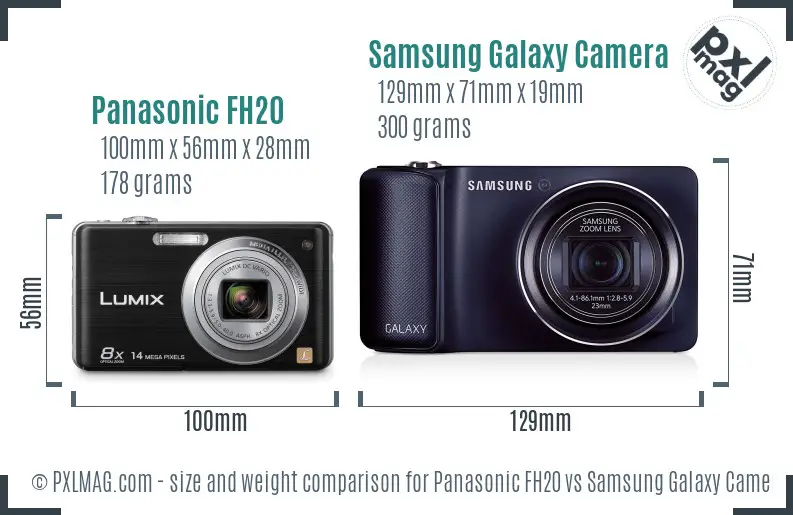 Panasonic FH20 vs Samsung Galaxy Camera size comparison