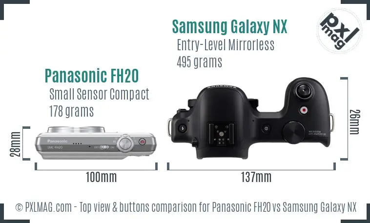 Panasonic FH20 vs Samsung Galaxy NX top view buttons comparison