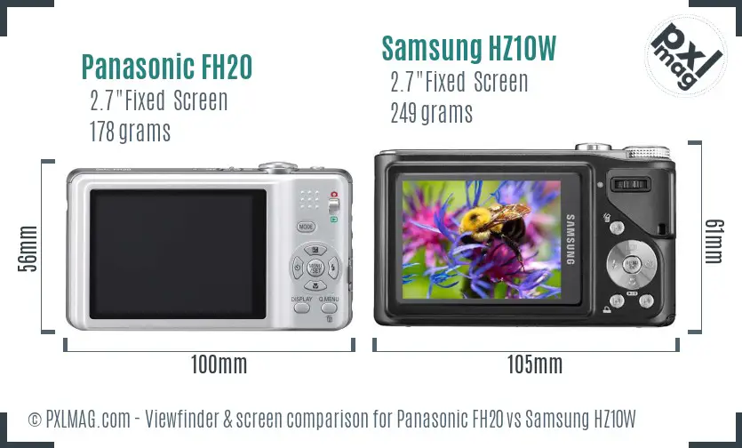 Panasonic FH20 vs Samsung HZ10W Screen and Viewfinder comparison