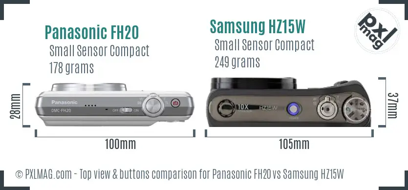 Panasonic FH20 vs Samsung HZ15W top view buttons comparison