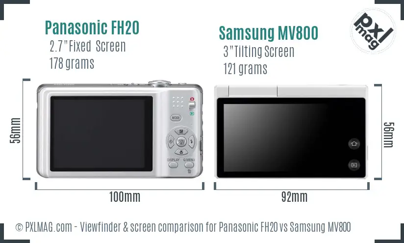 Panasonic FH20 vs Samsung MV800 Screen and Viewfinder comparison