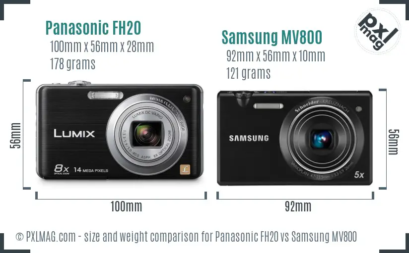 Panasonic FH20 vs Samsung MV800 size comparison