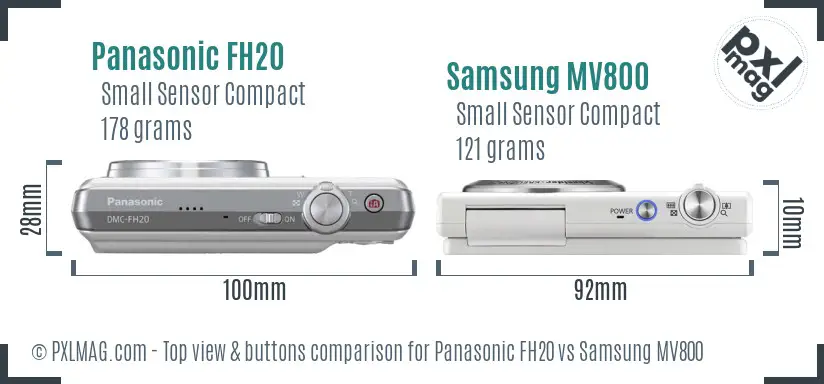 Panasonic FH20 vs Samsung MV800 top view buttons comparison