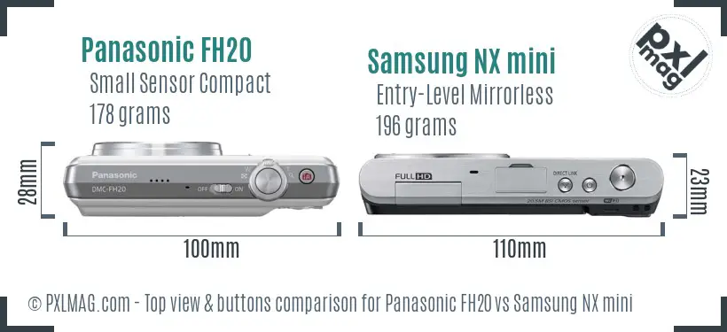 Panasonic FH20 vs Samsung NX mini top view buttons comparison