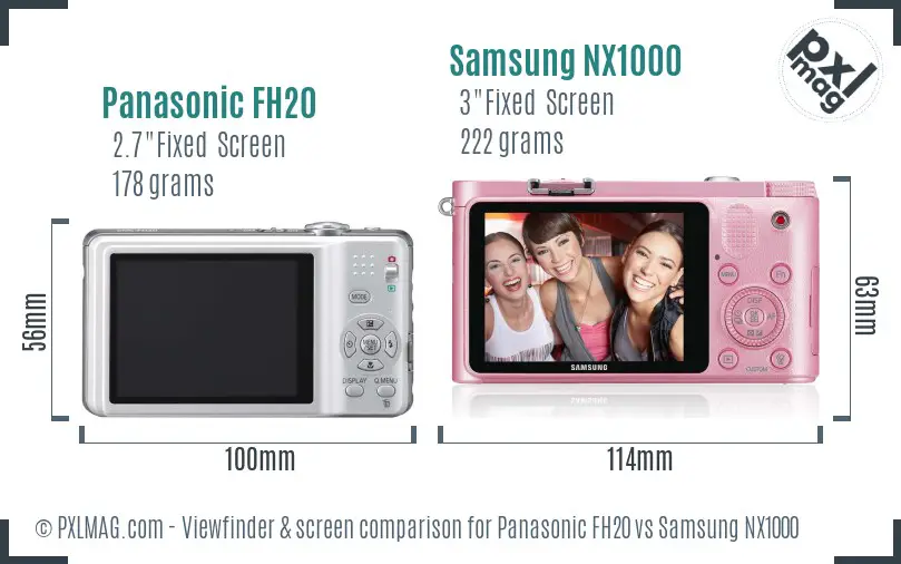 Panasonic FH20 vs Samsung NX1000 Screen and Viewfinder comparison Panasonic FH20 vs Samsung NX1000 Screen and Viewfinder comparison