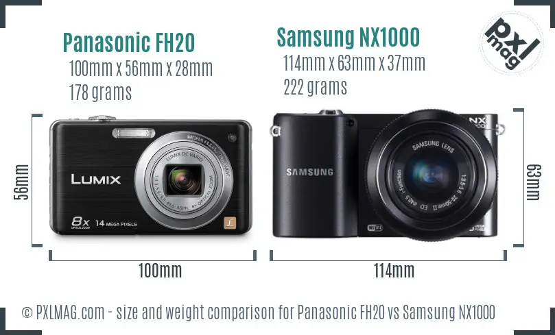Panasonic FH20 vs Samsung NX1000 size comparison Panasonic FH20 vs Samsung NX1000 size comparison