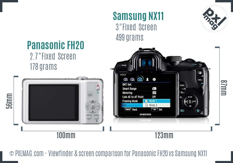 Panasonic FH20 vs Samsung NX11 Screen and Viewfinder comparison