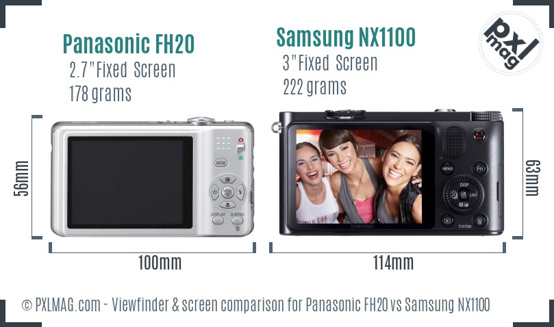 Panasonic FH20 vs Samsung NX1100 Screen and Viewfinder comparison