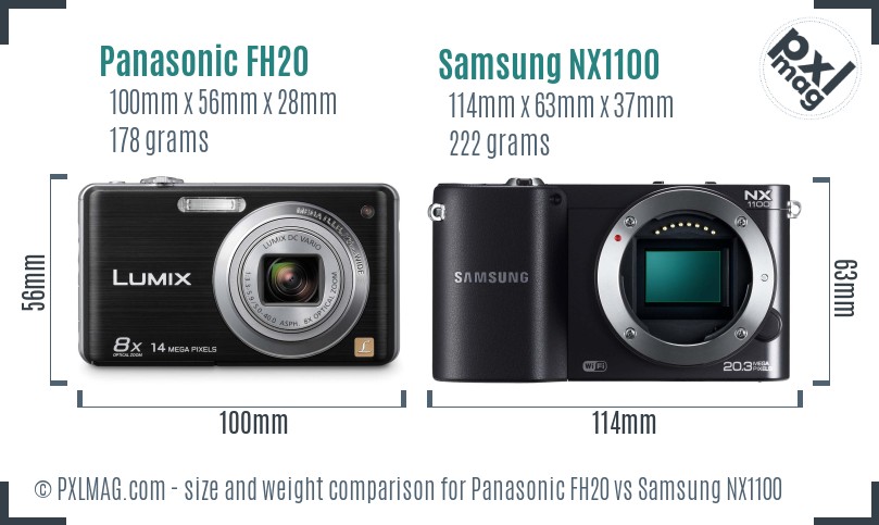 Panasonic FH20 vs Samsung NX1100 size comparison Panasonic FH20 vs Samsung NX1100 size comparison