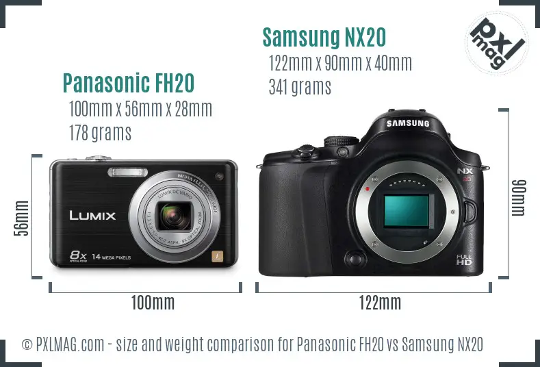 Panasonic FH20 vs Samsung NX20 size comparison