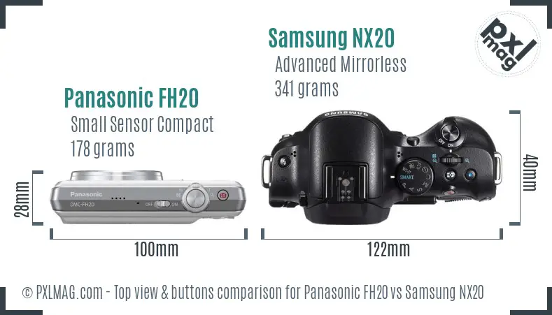 Panasonic FH20 vs Samsung NX20 top view buttons comparison