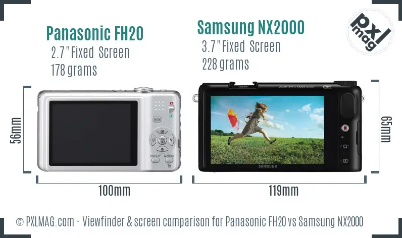 Panasonic FH20 vs Samsung NX2000 Screen and Viewfinder comparison Panasonic FH20 vs Samsung NX2000 Screen and Viewfinder comparison