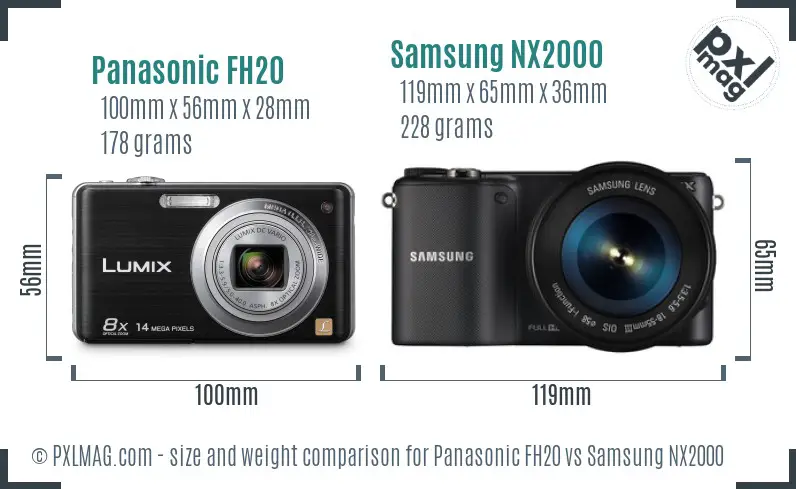 Panasonic FH20 vs Samsung NX2000 size comparison Panasonic FH20 vs Samsung NX2000 size comparison