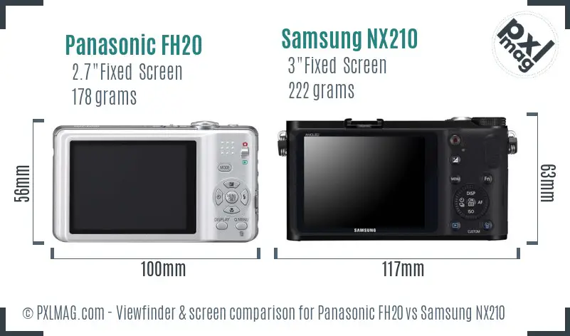 Panasonic FH20 vs Samsung NX210 Screen and Viewfinder comparison