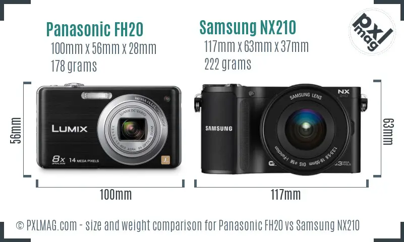 Panasonic FH20 vs Samsung NX210 size comparison