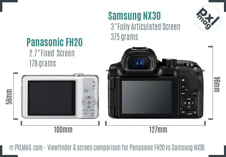 Panasonic FH20 vs Samsung NX30 Screen and Viewfinder comparison