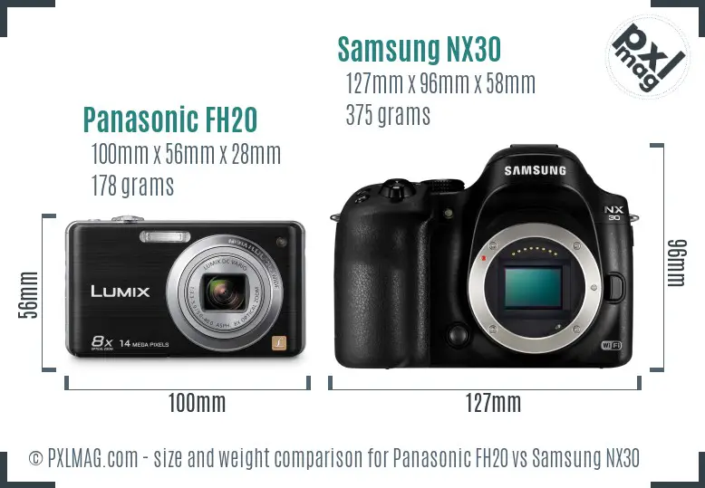 Panasonic FH20 vs Samsung NX30 size comparison