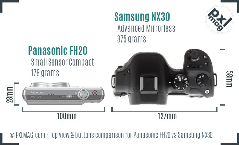 Panasonic FH20 vs Samsung NX30 top view buttons comparison